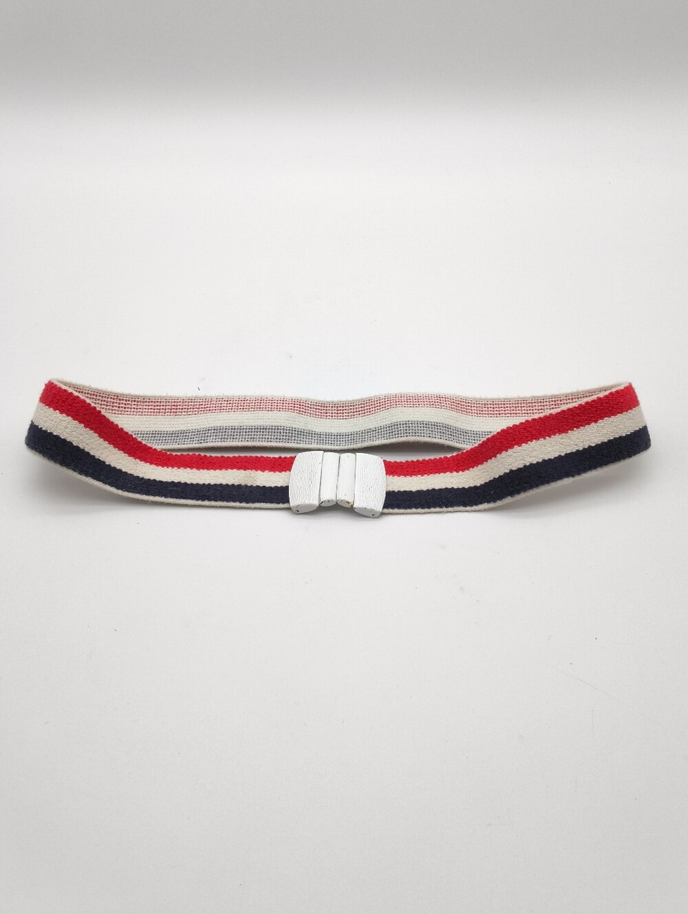Vintage-style Elastic Stretch Belt - Red, Navy & White